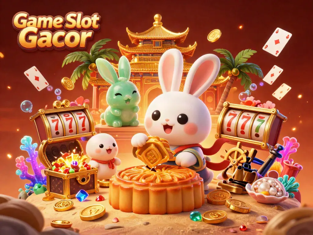 Menangkan uang dengan Game Slot Gacor berkonsep ilustrasi kasino yang penuh warna.