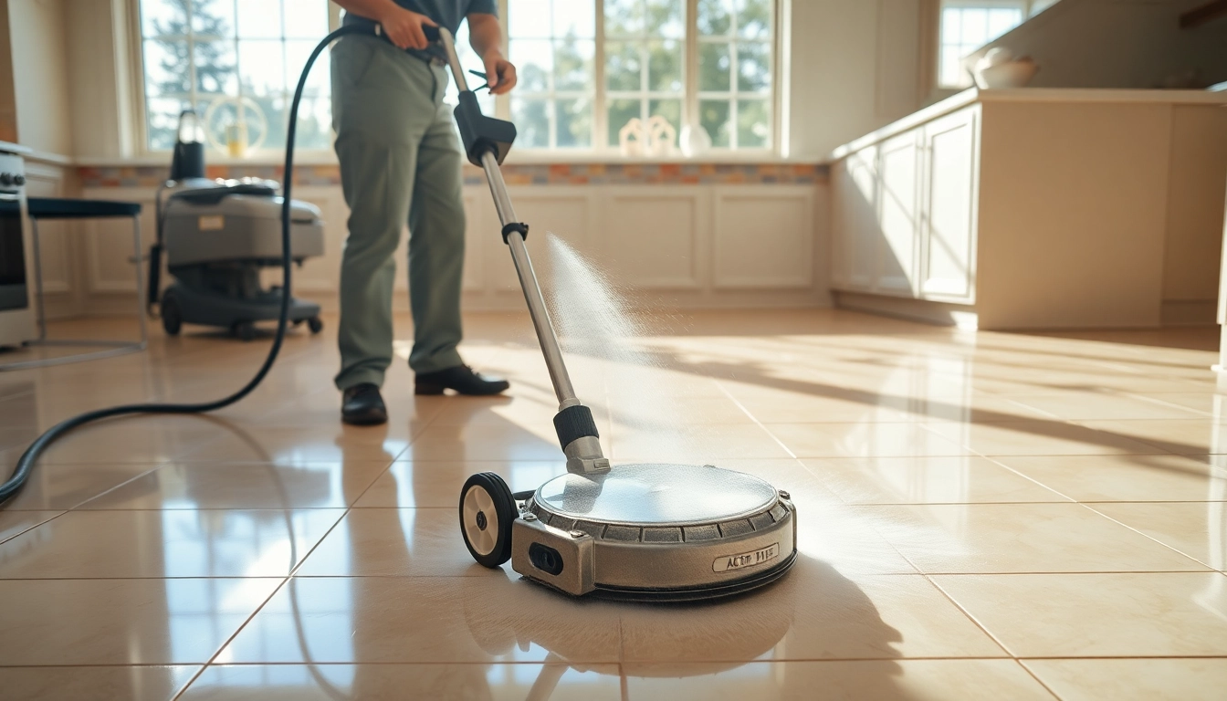 Tile cleaning Placer County expert demonstrating professional cleaning techniques.
