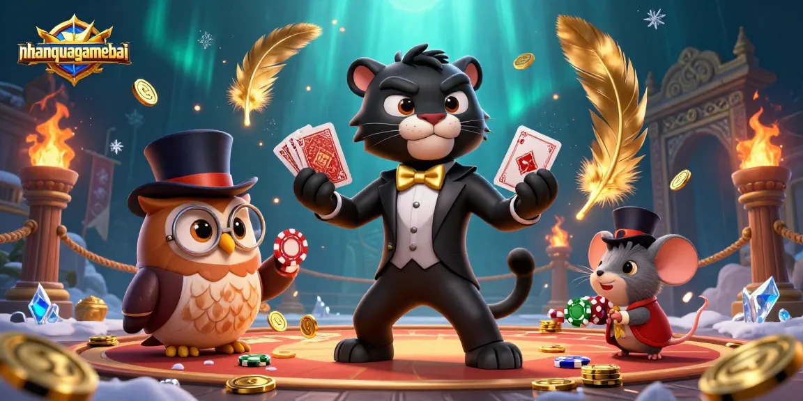 Engage in strategic gameplay at nhanquagamebai with a 3D illustration of card dealing actions and casino excitement.