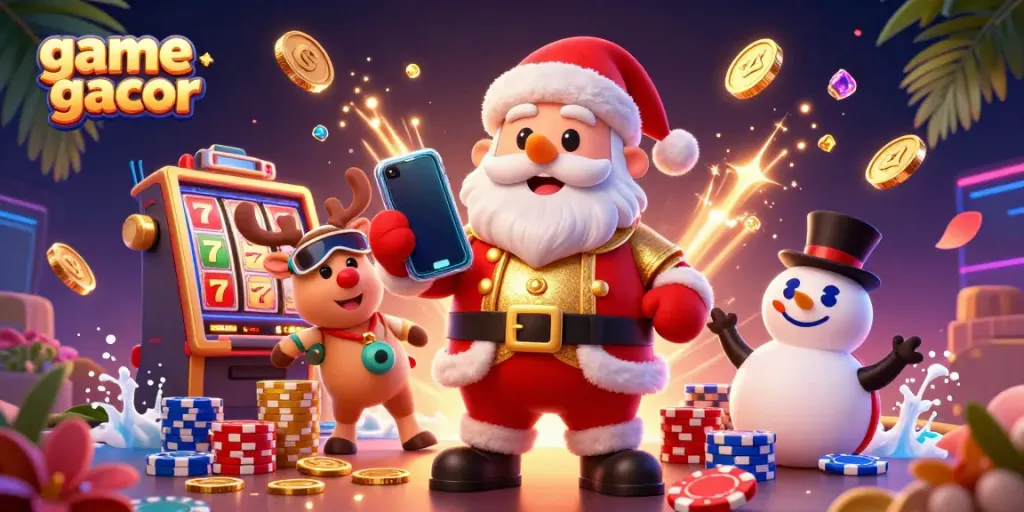 Experience thrilling gameplay with game slot gacor slots as Santa and friends celebrate payouts!