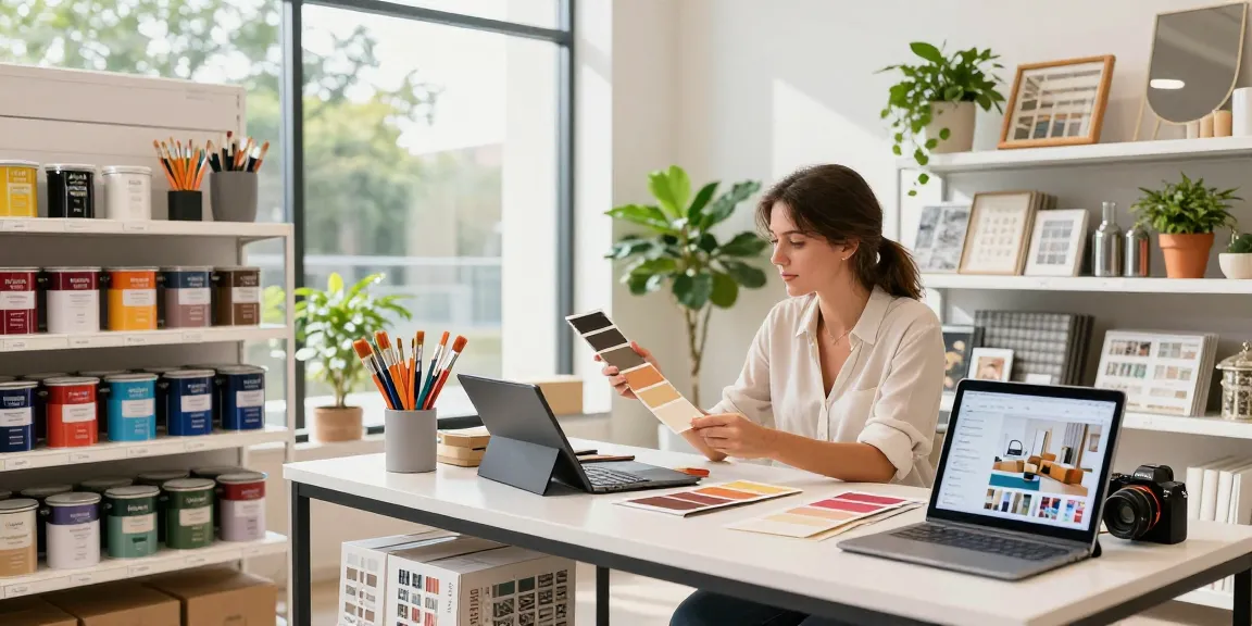 Discover unique home improvement products at ebbfilter.com with a stylish shopper planning her interior design.
