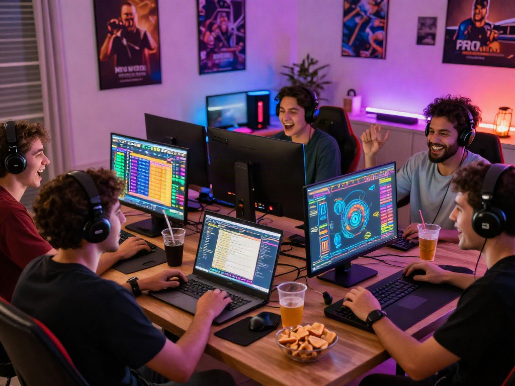 Engaged players enjoying togel online gaming in a lively setting.