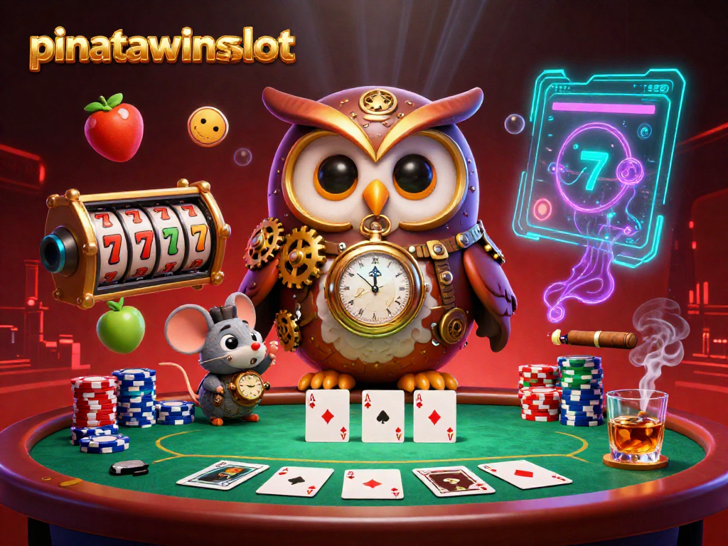 Experience pinatawinsslot excitement with 3D characters enjoying vibrant casino gameplay, showcasing slot reels and poker elements.