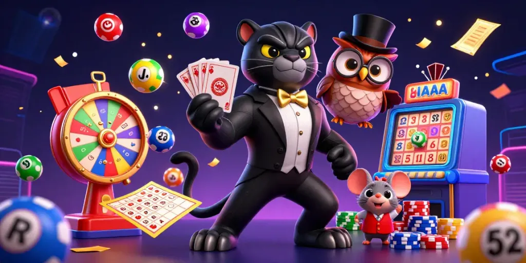 homepursuits menampilkan panther luksus membagikan kartu dalam suasana kasino meriah
