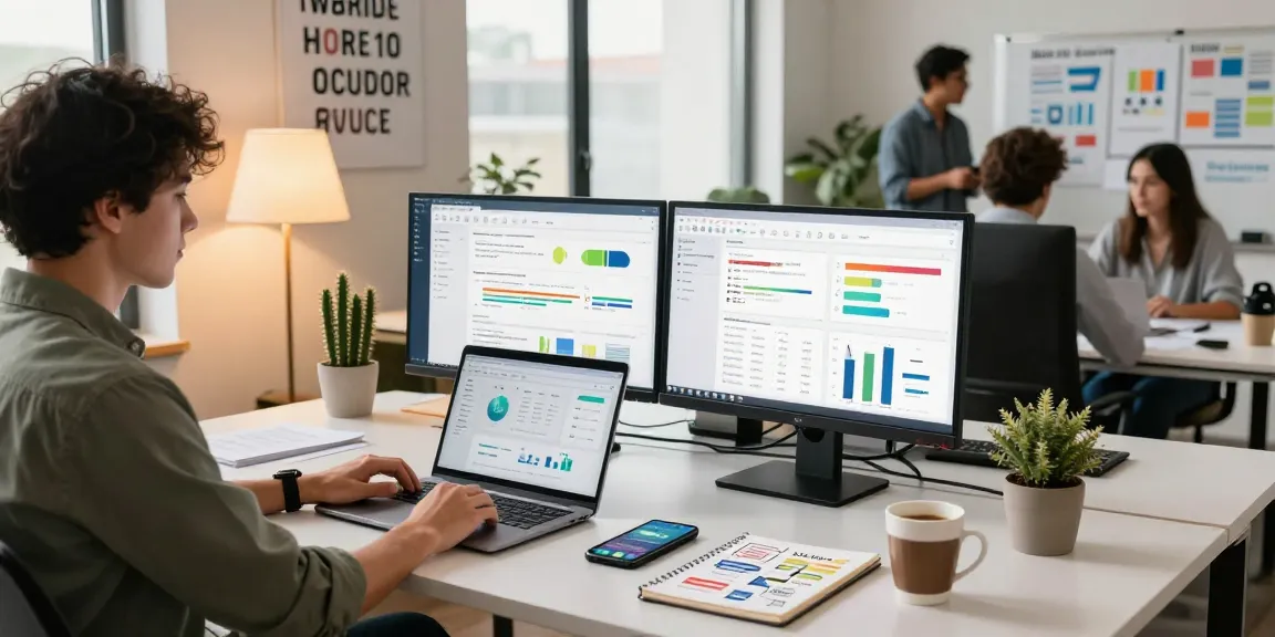 Explore effective digital marketing strategies and analytics at https://www.bdtjl.app/ in a modern office environment.