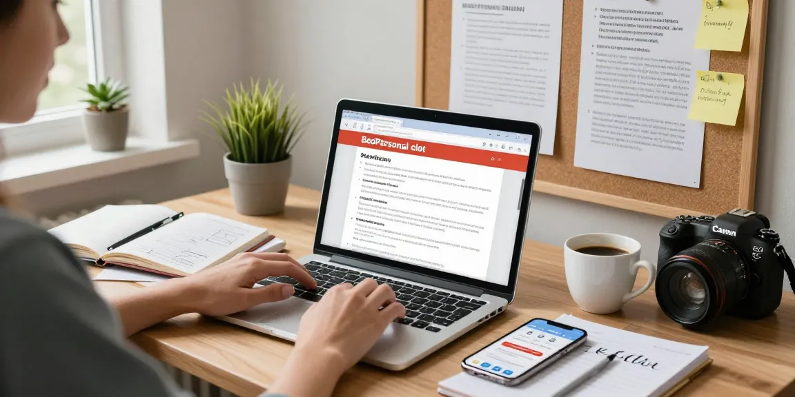 Engaged user exploring BedPersonal, a free local classifieds platform, from a cozy home office with a laptop.