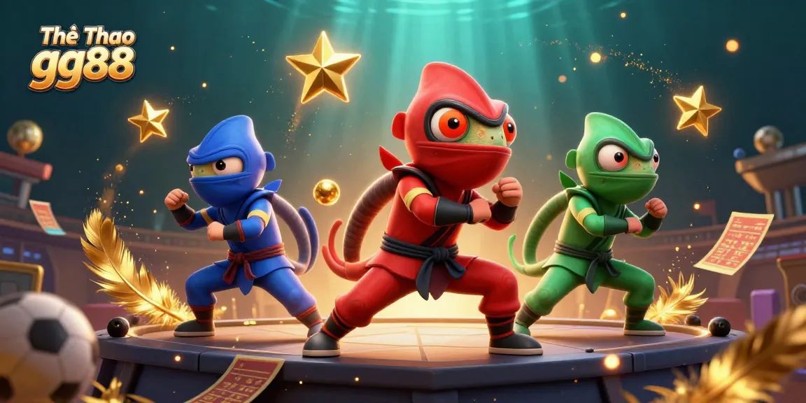 Engage in thrilling sports betting with Thể Thao gg88 featuring dynamic ninja chameleons and exciting game elements.