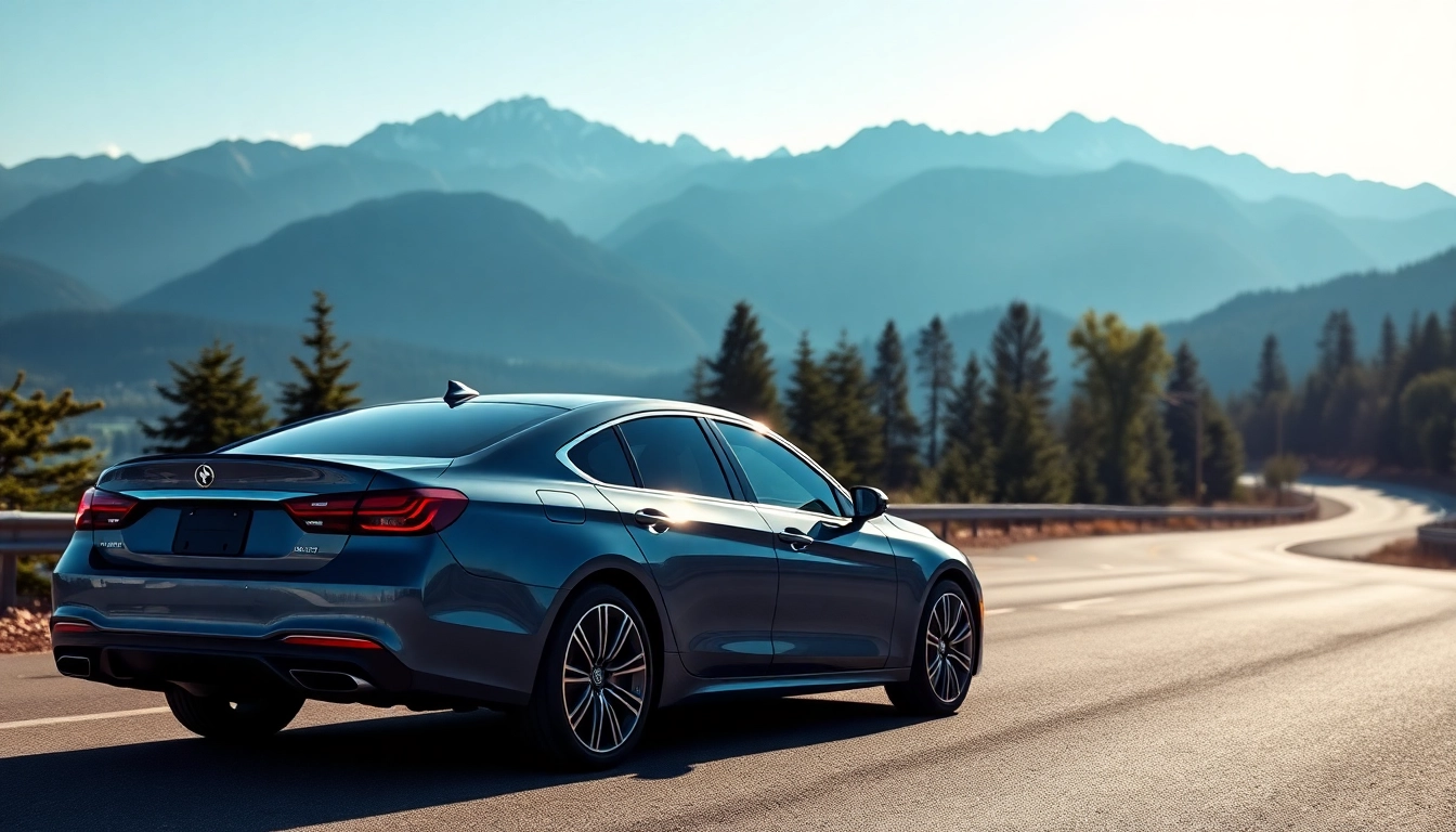 Experience the vancouver to whistler car service in a luxury car against a stunning mountain backdrop.