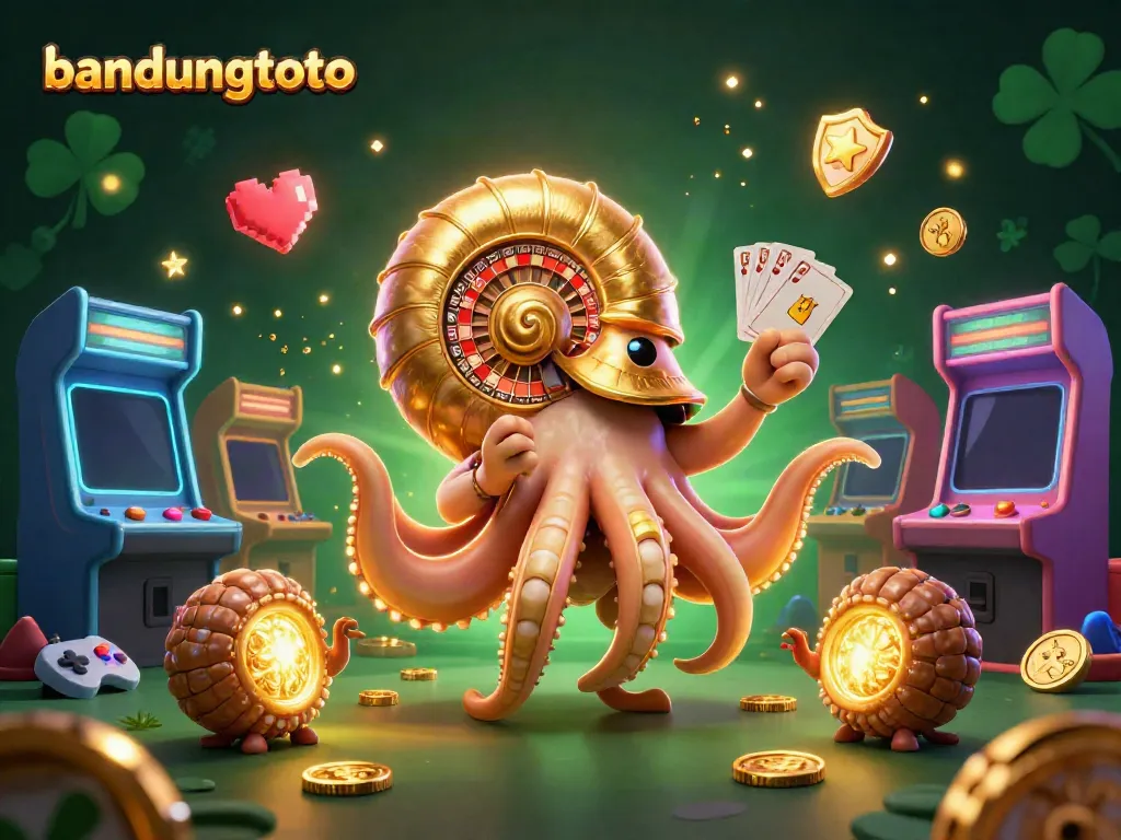 Experience the excitement of bandungtoto with a magical scene showcasing an ancient nautilus roulette wheel and glowing companions.