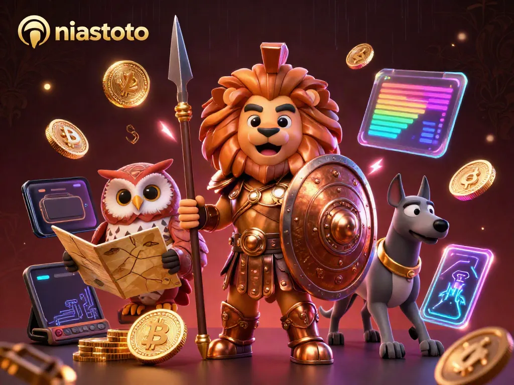 Engage in exciting gameplay with niastoto amidst vibrant 3D characters and dynamic casino elements.