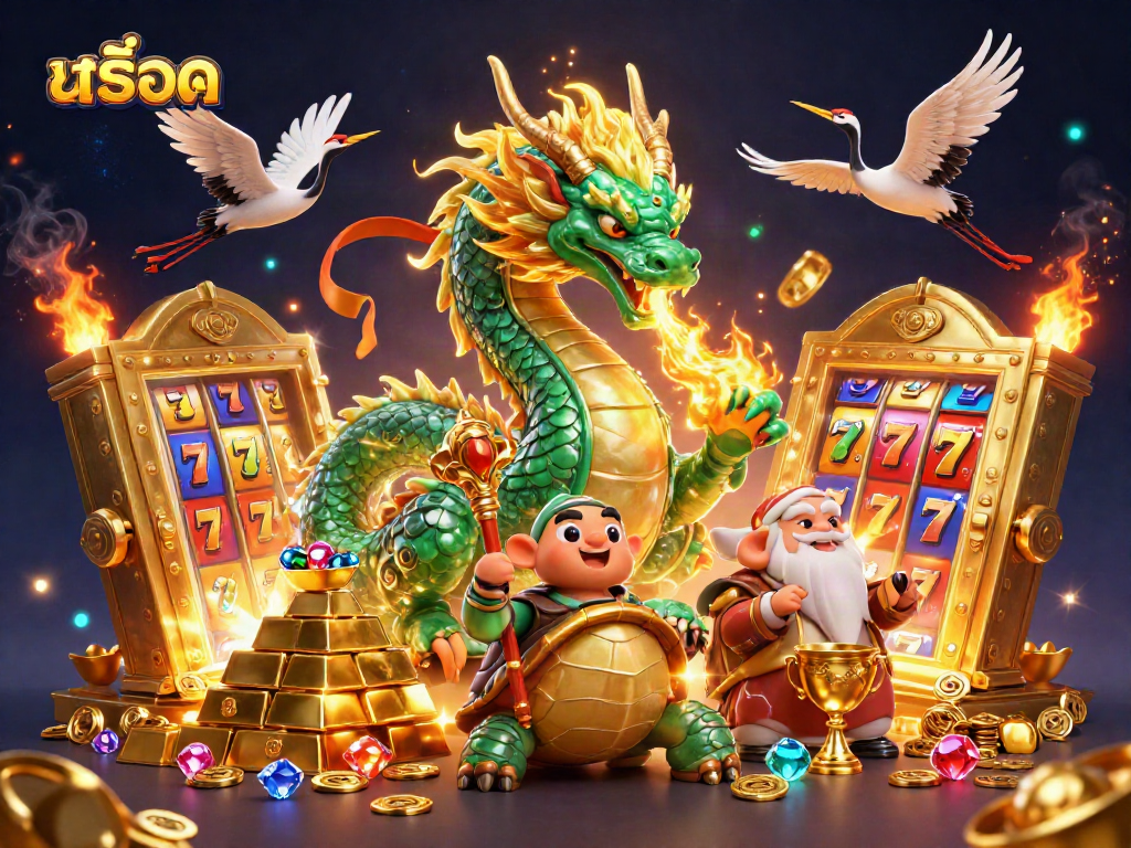 Experience thrilling สล็อต action in a vibrant, dynamic 3D casino scene with enchanting elements.