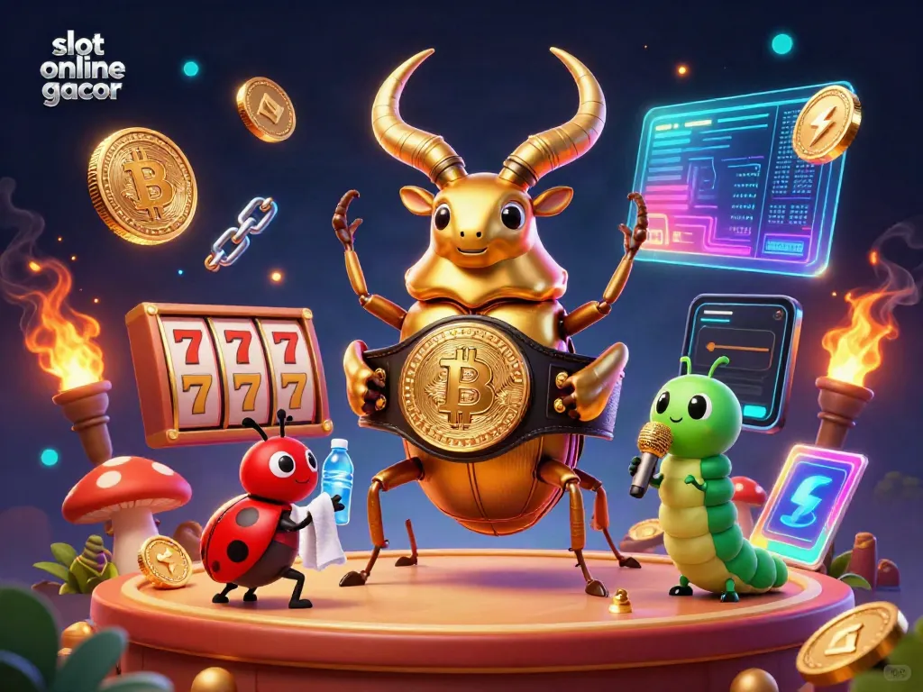 Experience the thrill of winning with slot online gacor in this vibrant 3D casino scene.