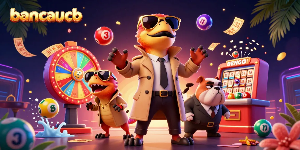 Bancaucb raptors in a trench coat attempting to sneak into a casino lounge with colorful lottery elements.