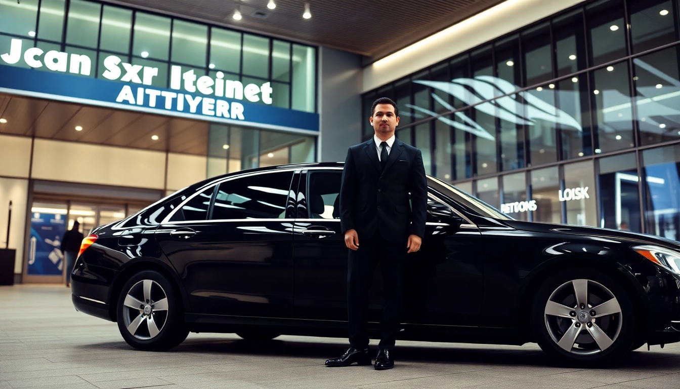 Experience premium Boston Logan airport car service with a professional chauffeur waiting outside the terminal.