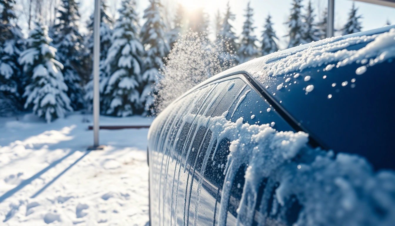 Detailing how often should you wash your car Canada with a sparkling clean vehicle in a snowy landscape.
