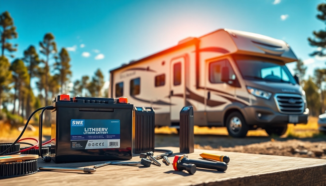 Showcasing high-performance lithium RV batteries powering recreational adventures and reliable energy solutions.