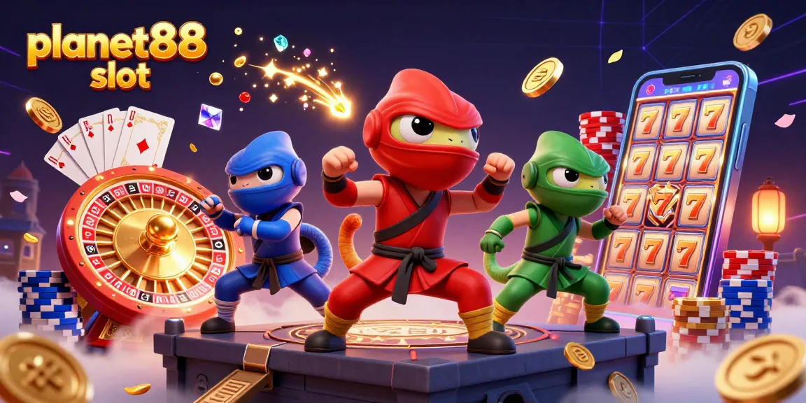 Experience thrilling spins at planet88 slot with vibrant chameleon ninjas and sparkling jewels.