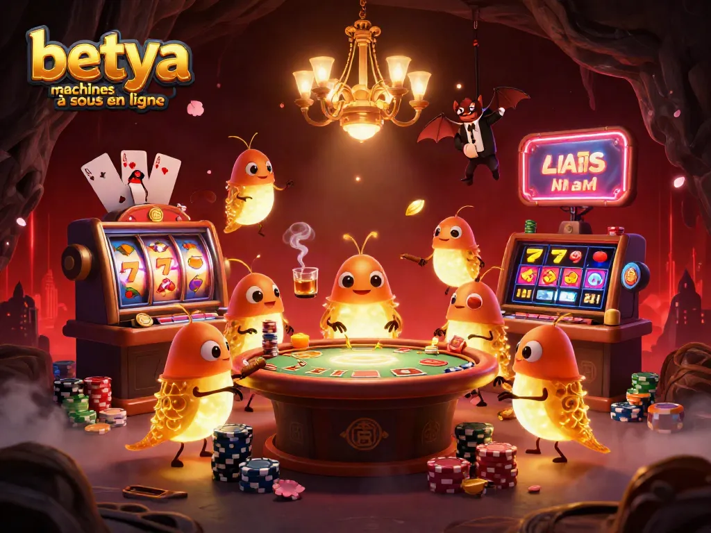 Experience betya machines à sous en ligne with vibrant glowworms illuminating the thrilling slot casino scene.